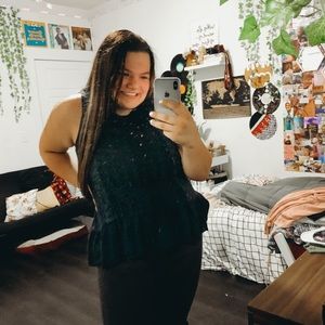 Navy detailed blouse